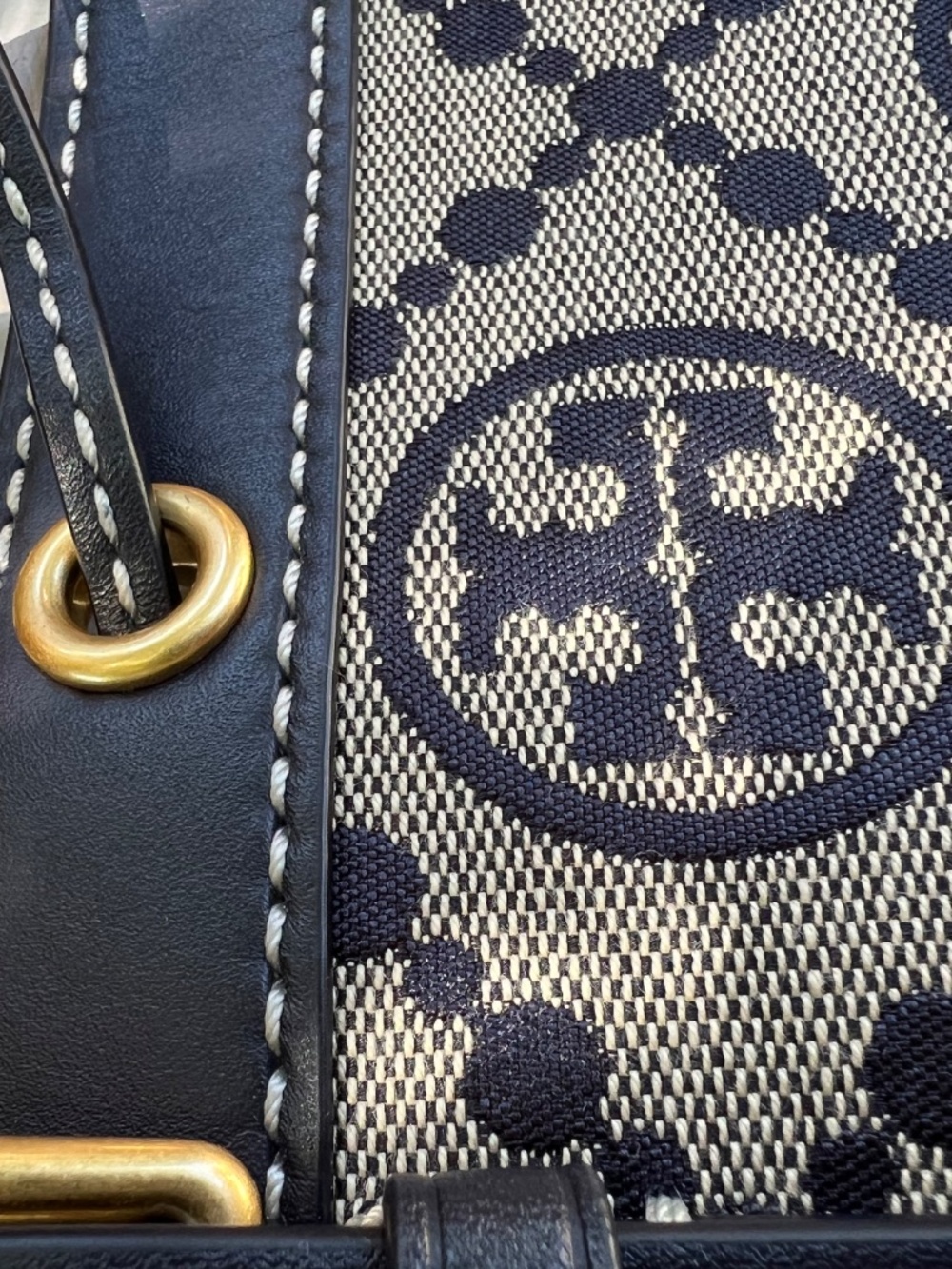 NWOT Tory Burch Monogram Jacquard Drawstring Tote - Picture 9 of 16